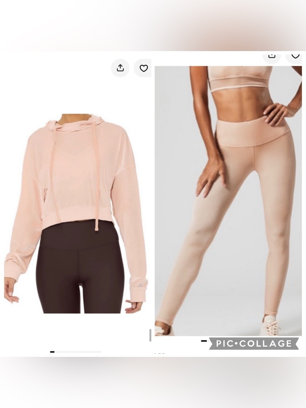 ALO Yoga Cropped Velour Velvet Hoodie and Leggings Set in Nectar